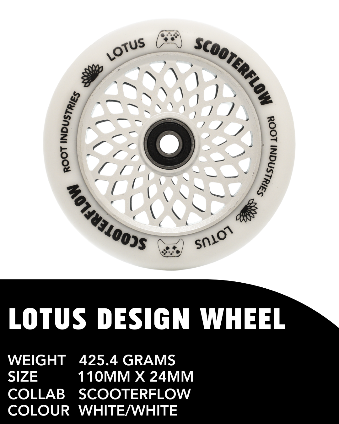 Root Industries x ScooterFlow - 110mm Limited Edition Lotus Wheels - White/White