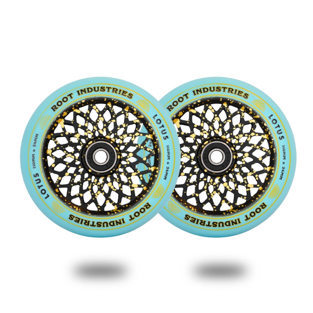 Root Industries Lotus 110mm Wheels in Blue/Gold Splatter